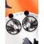 Boucles D'Oreilles Pendantes en Forme de Toile D'Araignée D'Halloween Style Gothique - Noir 
