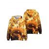 Sweat à Capuche Décontracté D'Halloween à Imprimé Citrouille Flamme avec Poche Kangourou à Cordon - multicolor 3XL