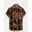 Chemise D'Halloween Décontractée à Imprimé Rose et Crâne Boutonnée à Manches Courtes - multicolor A L