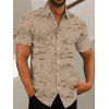 Chemise de Plage Vacance à Imprimé Palmier à Col Relevé avec Bouton - café lumière XXXL