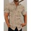Chemise de Plage Vacance à Imprimé Palmier à Col Relevé avec Bouton - café lumière XXXL