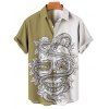 Chemise D'Halloween Décontractée à Imprimé Crâne et Serpent à Col Relevé - Jaune clair XXL