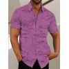 Chemise de Plage Vacance à Imprimé Palmier à Col Relevé avec Bouton - Violet clair XXXL