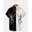Chemise D'Halloween Boutonnée à Imprimé Squelette à Col Relevé - multicolor B XXXL