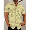 Chemise de Plage Vacance à Imprimé Palmier à Col Relevé avec Bouton - Jaune clair XXXL