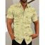 Chemise de Plage Vacance à Imprimé Palmier à Col Relevé avec Bouton - Jaune clair XXXL