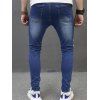 Pantalon Moulant Déchiré avec Poches en Denim - Bleu profond XL