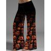 Pantalon D'Halloween Lâche Ombré à Imprimé Citrouille à Jambe Large à Taille Elastique - Orange S