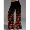 Pantalon D'Halloween Lâche Ombré à Imprimé Citrouille à Jambe Large à Taille Elastique - Orange XXL