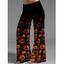 Pantalon D'Halloween Lâche Ombré à Imprimé Citrouille à Jambe Large à Taille Elastique - Orange XXL