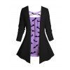 Haut D'Halloween Croisé à Imprimé Chauve-souris de Grande Taille Faux Deux Pièces - Violet clair 3X