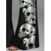 Halloween Skeleton Print Lattice Skew Neck Colorblock Tops and Skull Print Wide Leg Pants Outfit - multicolor S