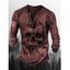 T-shirt D'Halloween à Imprimé Crâne à Demi-Bouton à Manches Longues - multicolor B 3XL