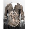 T-shirt Henley D'Halloween à Imprimé Squelette à Demi-Bouton à Manches Longues - multicolor B 3XL