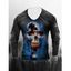 T-shirt D'Halloween à Imprimé Crâne et Epée à Manches Longues à Col Rond - Noir 3XL