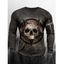 T-shirt D'Halloween à Imprimé Crâne et Epée à Manches Longues à Col Rond - multicolor B M