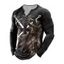 T-shirt Henley à Manches Longues à Imprimé Chevalier et Croisé - multicolor B M
