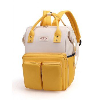 

Large Capacity Colorblock Durable Waterproof Outing Baby Nappy Backpack, Yellow