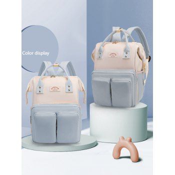 

Large Capacity Colorblock Durable Waterproof Outing Baby Nappy Backpack, Light blue
