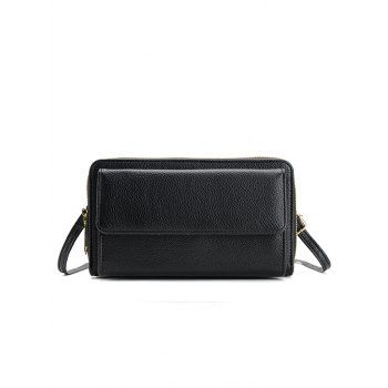 

Solid Color PU Adjustable Strap Crossbody Bag, Black