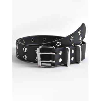 

Punk Star Metal Detail Faux Leather Adjustable Waist Buckle Belt, Black