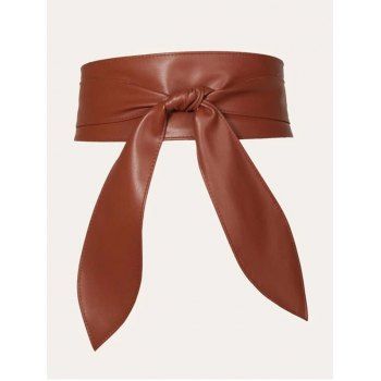 

Bowknot Soild Color Faux Leather Wide Waist Belt, Brown
