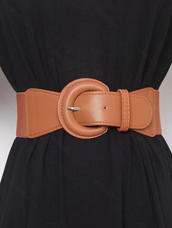 Ceinture Elastique Bouclée en Couleur Unie - Brun 1PC