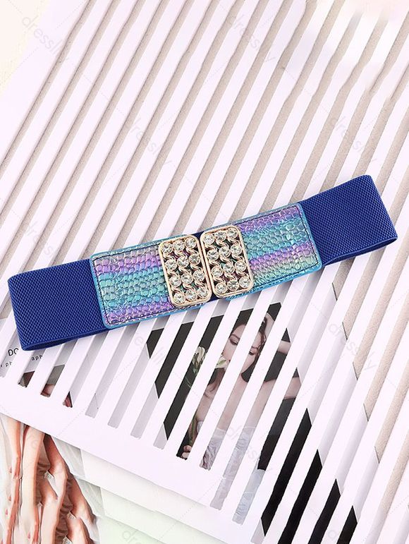 Ceinture Elastique à Imprimé Croco avec Strass - Bleu Dodger 1PC