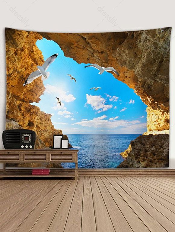 Tapisserie Murale à Imprimé Paysage Marin Décor Maison - multicolor B 150*130CM