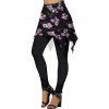 Legging de Jupe à Imprimé Crâne et Rose Halloween à Taille Élastique - Noir S