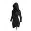 Mini Robe Moulante Gothique à Capuche en Couleur Unie à Lacets à Volants - Noir XXL