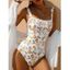 Maillot de Bain Une-Pièce de Plage Vacance à Imprimé Citron à Volants - Blanc S