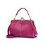 Sac à Bandoulière en Cuir PU avec Poignée Supérieure Motif Verrou Tournant Style Vintage - Rouge foncé 