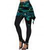 Legging de Jupe D'Halloween à Imprimé Lune et Maison à Taille Elastique - Vert profond S