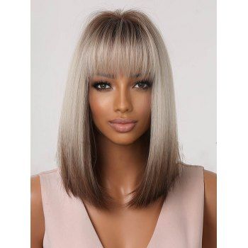 

Ombre Straight Full Bang Capless Synthetic Wig, Multicolor b