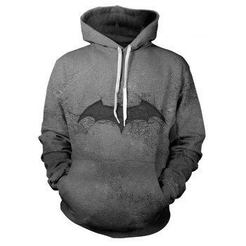 

Halloween Bat Print Drawstring Hoodie Kangaroo Pocket Casual Hoodie, Dark gray