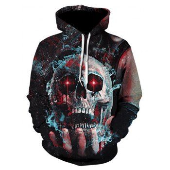 

Halloween Skull Galaxy Print Hoodie Drawstring Kangaroo Pocket Casual Hoodie, Black