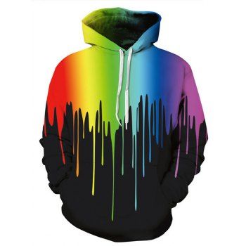 

Rainbow Print Hoodie Kangaroo Pocket Drawstring Casual Hoodie, Multicolor a