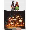 Halloween Pumpkin Lantern Print Tapestry and Faceless Ornament Dolls Set - multicolor B 