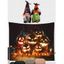 Halloween Pumpkin Lantern Print Tapestry and Faceless Ornament Dolls Set - multicolor B 
