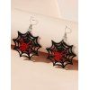 Halloween Gothic Spider Choker Necklace and Drop Earrings Fingerless Gloves Set - BLACK 