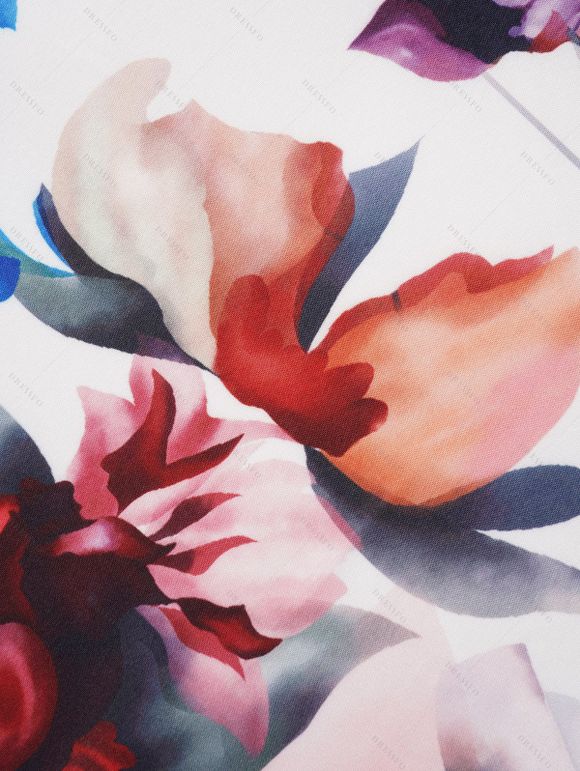 Ensemble de Top Enveloppé en Couleur Unie en Tricot Croisé et Jupe Mi-Longue à Imprimé Fleur - Bleu XXL