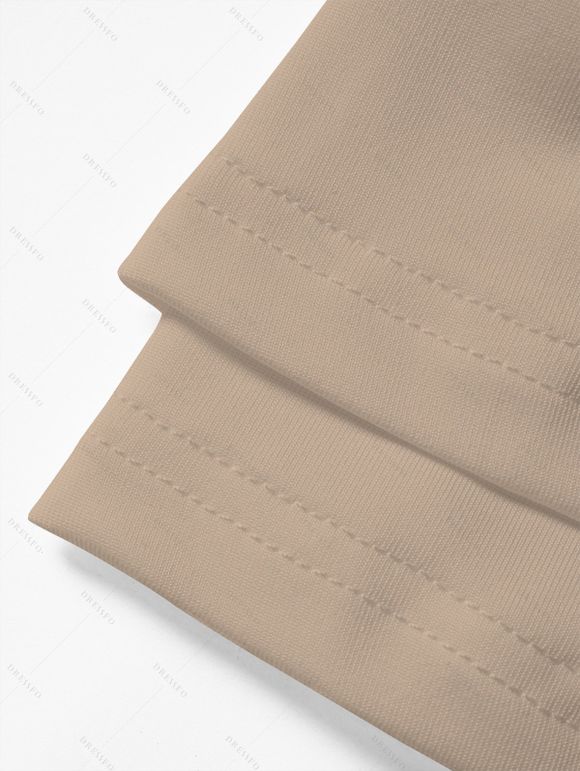 T-shirt Décontracté en Couleur Unie Manches Longues à Col Plongeant à Volants - café lumière S