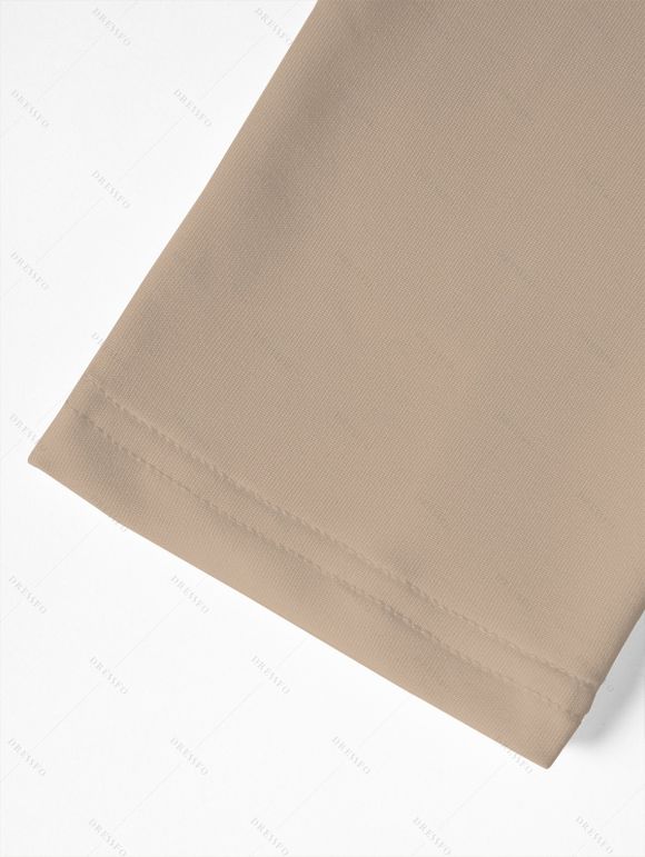 T-shirt Décontracté en Couleur Unie Manches Longues à Col Plongeant à Volants - café lumière S