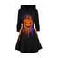 Mini Robe D'Halloween à Imprimé Citrouille et Encre à Lacets - Noir XXL | US 14