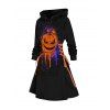 Mini Robe D'Halloween à Imprimé Citrouille et Encre à Lacets - Noir XXL | US 14