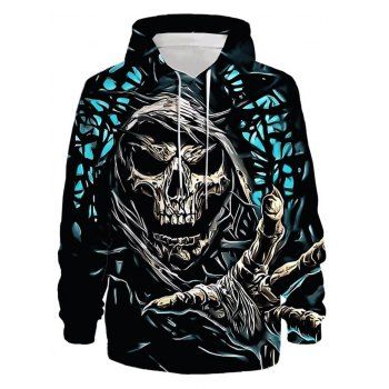 

Halloween Skeleton Print Hoodie Long Sleeve Drawstring Casual Hoodie, Multicolor