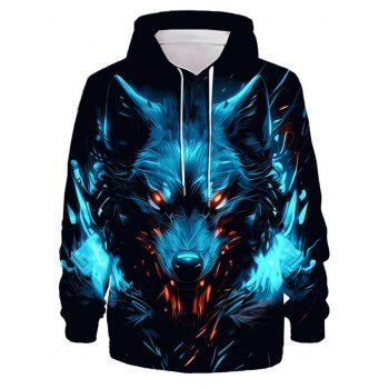 

Wolf Allover Print Hoodie Long Sleeve Drawstring Hoodie, Multicolor