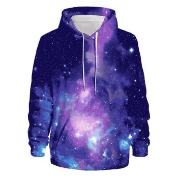 

Dreamy Star Sky Print Hoodie Long Sleeve Drawstring Hoodie, Multicolor