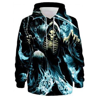 

Halloween Skeleton Allover Print Hoodie Long Sleeve Drawstring Hoodie, Multicolor